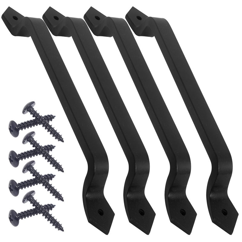 WEBI Rustic Gate Handle:11 Inch Cast Iron Sliding Barn Door Handle,Vintage Long Gate Pull Handle Fence Handle for Outdoor,Garage,Interior,Black,4 Packs - Image 1